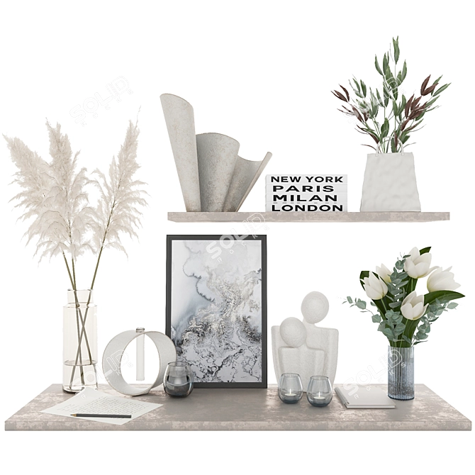  Contemporary Decor Set with Vases 3D model image 1