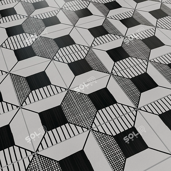 Chic B&W Deco Tiles Collection 3D model image 2