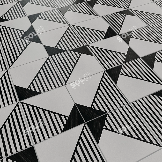 Chic B&W Deco Tiles Collection 3D model image 3