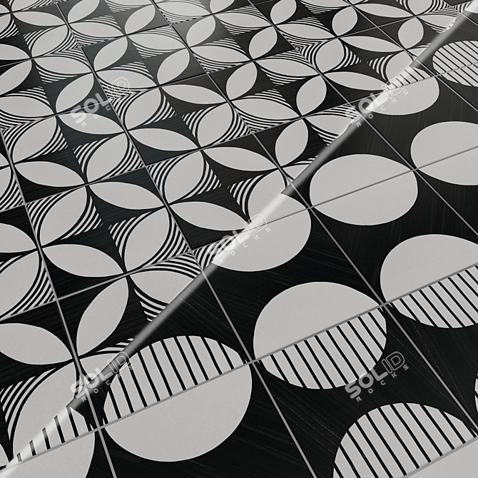 Chic B&W Deco Tiles Collection 3D model image 6