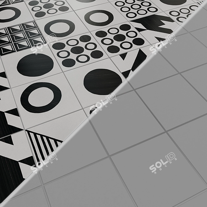 Chic B&W Deco Tiles Collection 3D model image 7