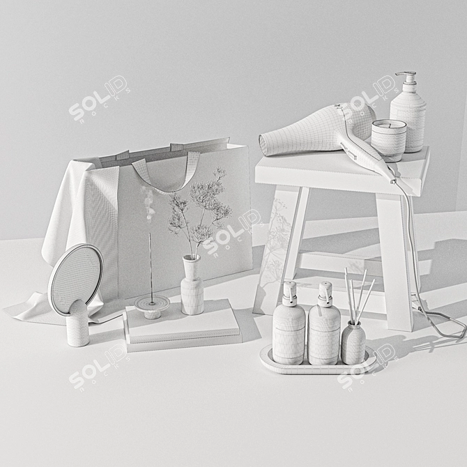 Modern Bathroom Accessories Set 3D model image 6