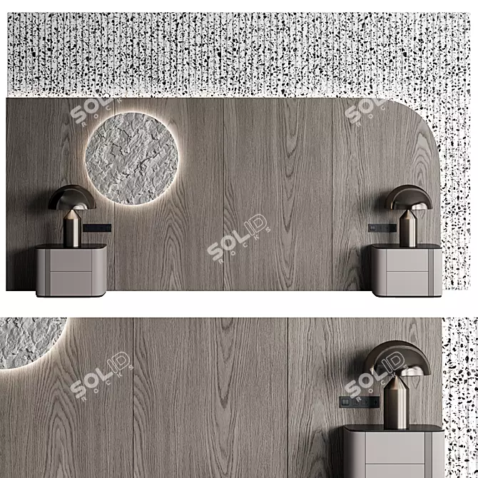 Elegant King-Size Bed Headboard 3D model image 1