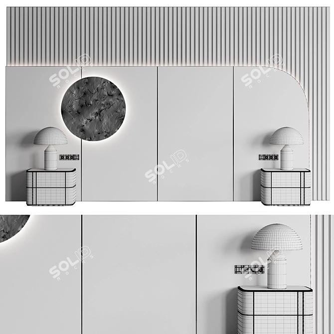 Elegant King-Size Bed Headboard 3D model image 6