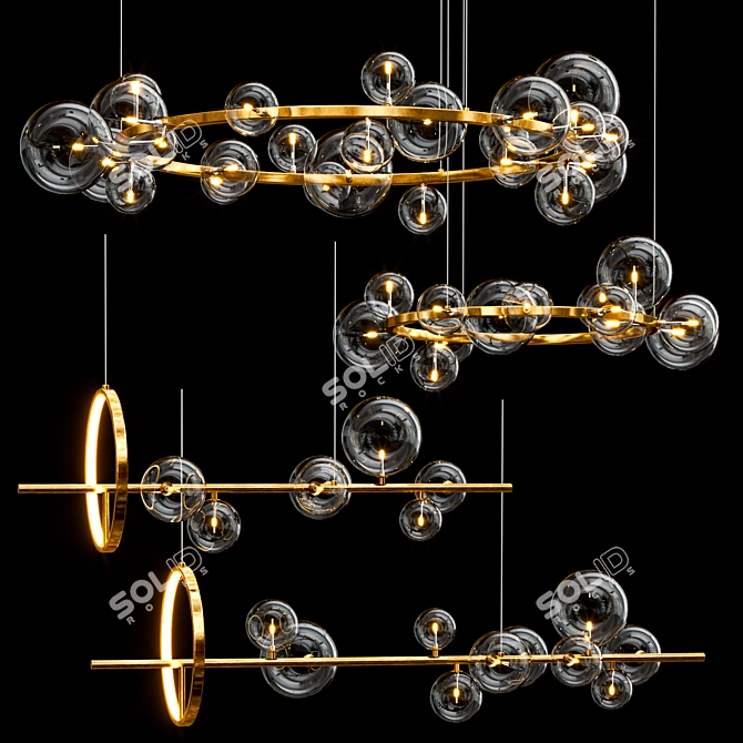Elegant IONA Glass Metal Chandelier 3D model image 1