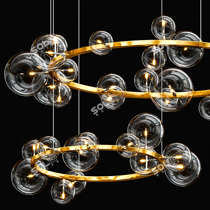 Elegant IONA Glass Metal Chandelier 3D model image 2