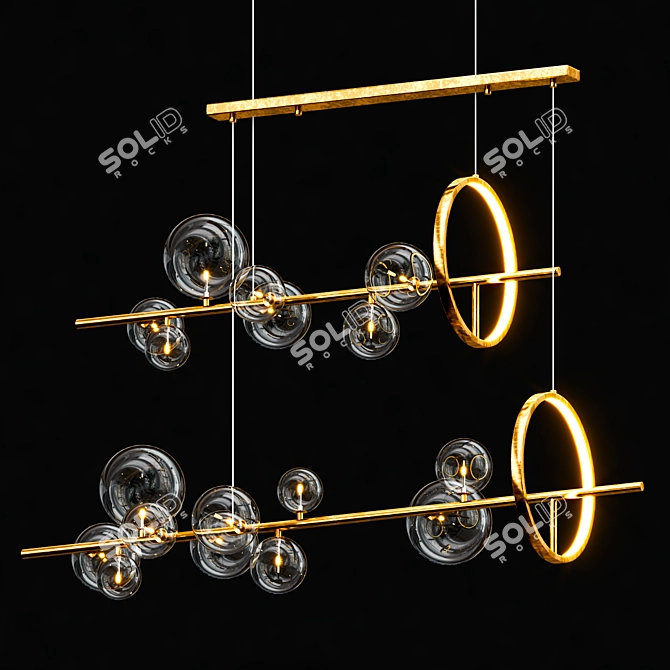 Elegant IONA Glass Metal Chandelier 3D model image 3