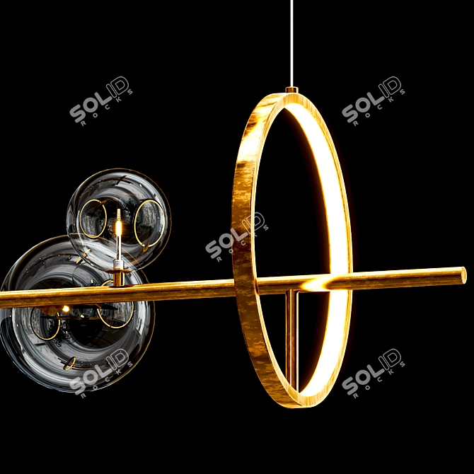 Elegant IONA Glass Metal Chandelier 3D model image 4