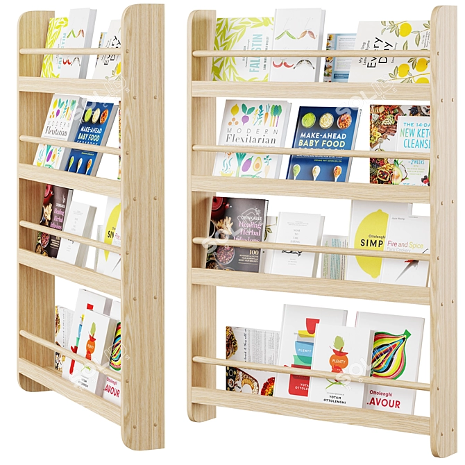 Minimalist Culinary Cookbook Wall Shelf 3D model image 1