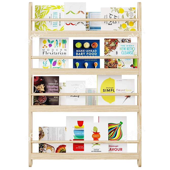 Minimalist Culinary Cookbook Wall Shelf 3D model image 2