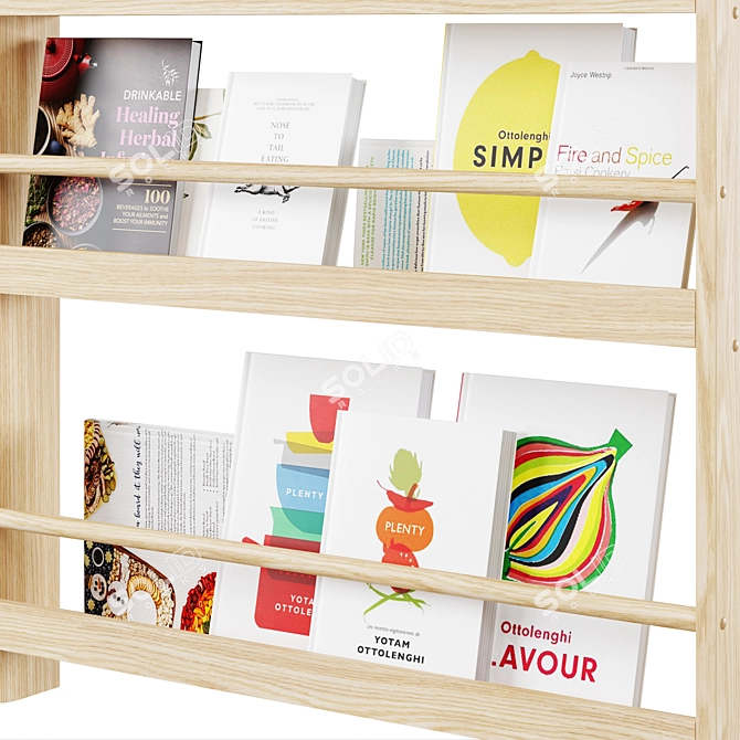 Minimalist Culinary Cookbook Wall Shelf 3D model image 4