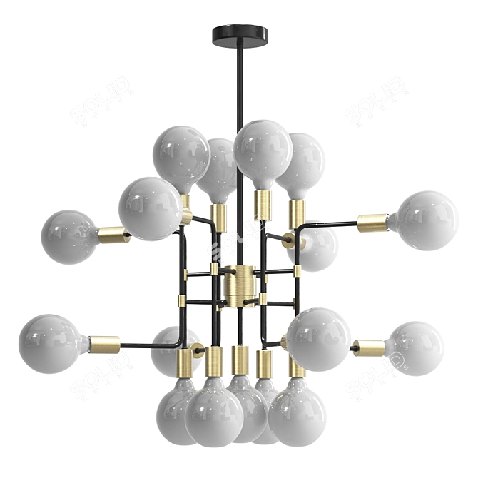 Elegant 17-Light Champagne Chandelier 3D model image 1