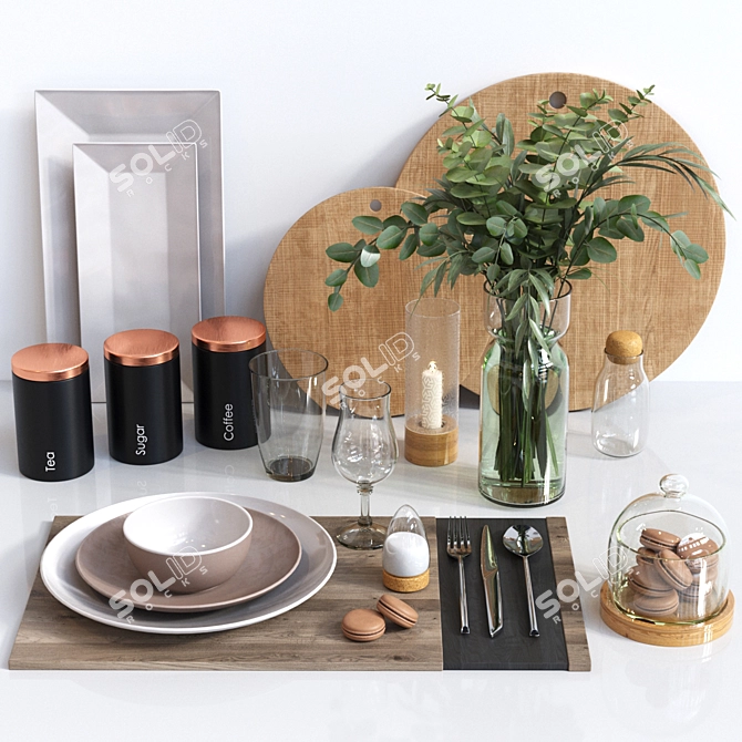  Modern Kitchen Accessories Set 3D model image 1