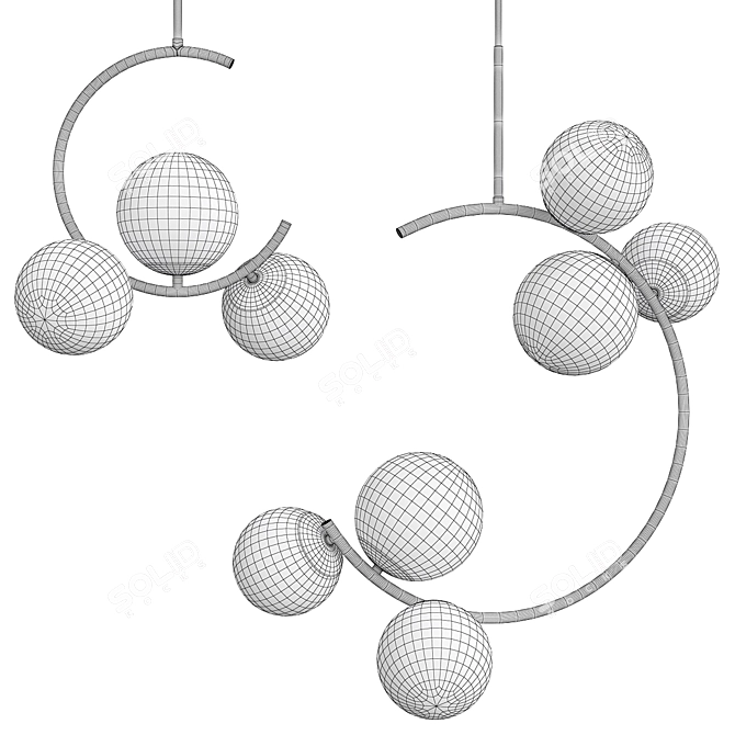 Gold Shadow Metal Ring Pendant 3D model image 2