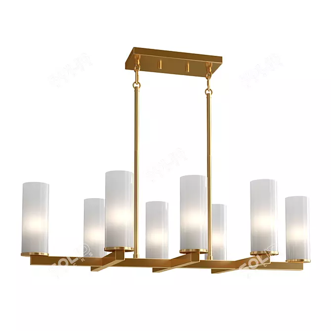 Elegant Glitter Gold Chandelier LED 3D model image 1