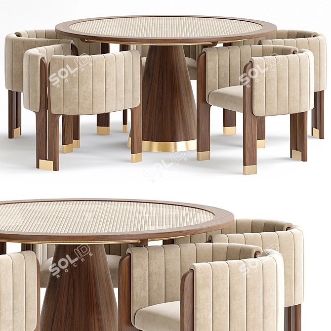 Realistic Crawford Dining Chair Model 3D model image 1