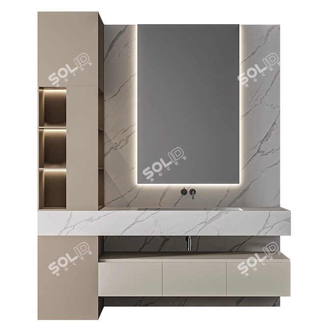 Premium Bathroom 3D Model Set 3D model image 1