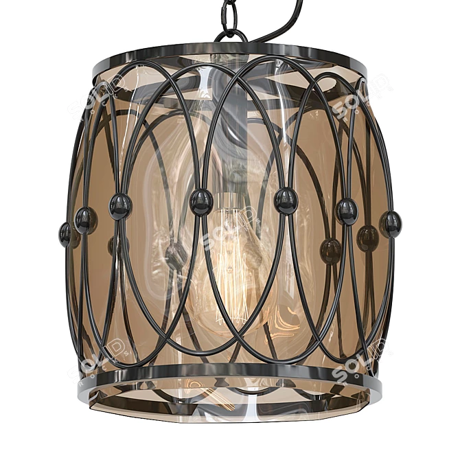 Mesh and Glass Pendant Light 3D model image 1