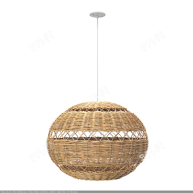 Handwoven Pendant Light, Adjustable Height 3D model image 2