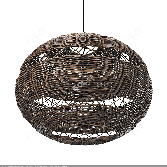 Handwoven Pendant Light, Adjustable Height 3D model image 4