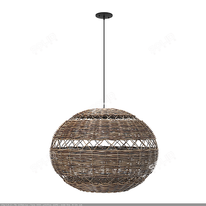 Handwoven Pendant Light, Adjustable Height 3D model image 6