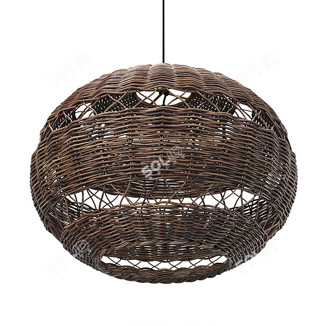 Handwoven Pendant Light, Adjustable Height 3D model image 10