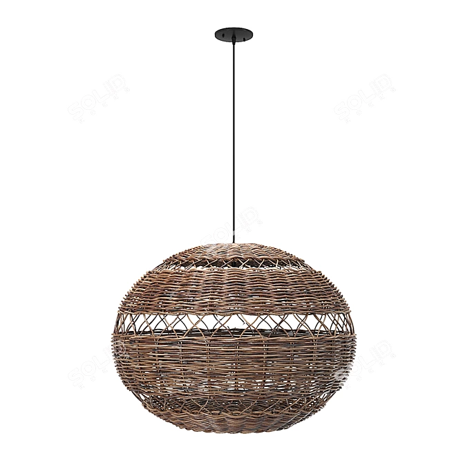 Handwoven Pendant Light, Adjustable Height 3D model image 12