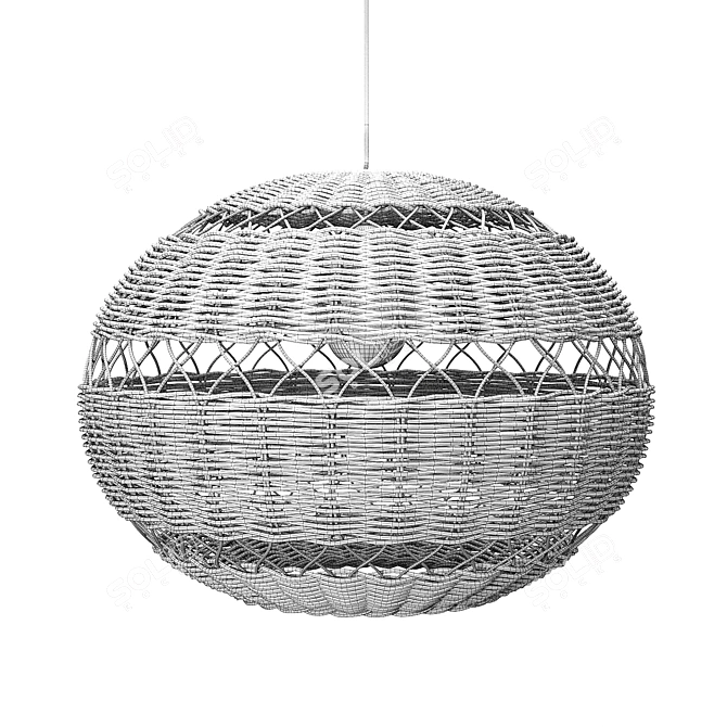 Handwoven Pendant Light, Adjustable Height 3D model image 13