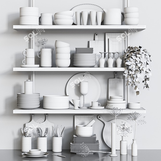  Versatile Kitchen Accessories Set 3D model image 7