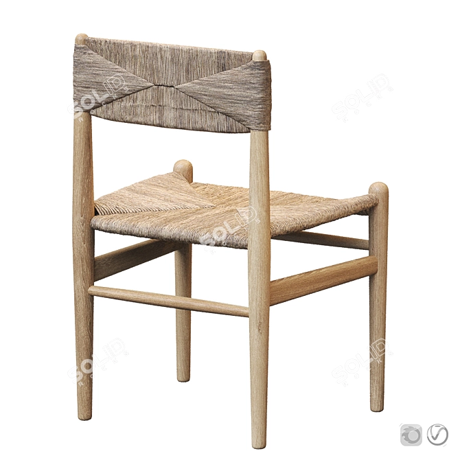 Rustic Woven Wood Chair Set 3D model image 2