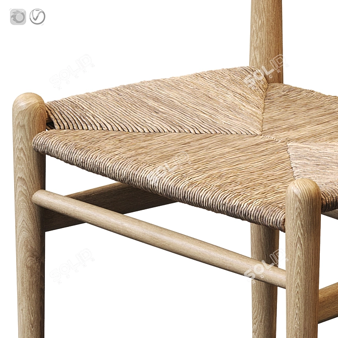 Rustic Woven Wood Chair Set 3D model image 3