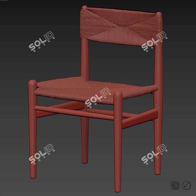 Rustic Woven Wood Chair Set 3D model image 4