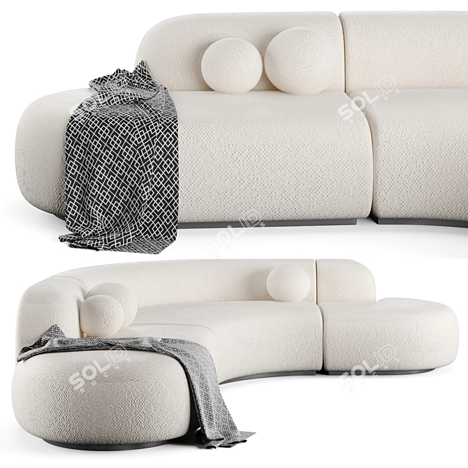 Elegant Boucle Cream Bjorn Sofa 3D model image 1