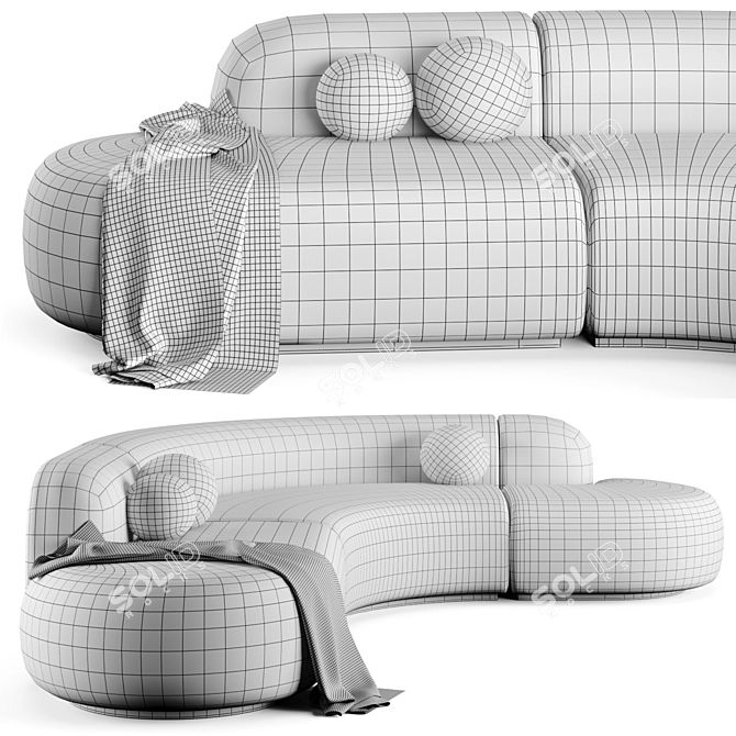 Elegant Boucle Cream Bjorn Sofa 3D model image 2