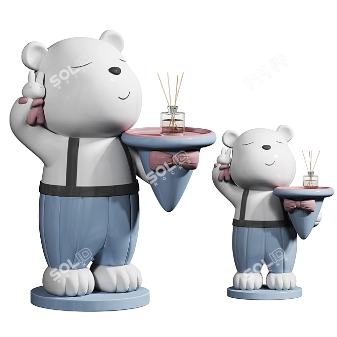 Ceramic Bear Ornaments Set Tray 3D model image 1