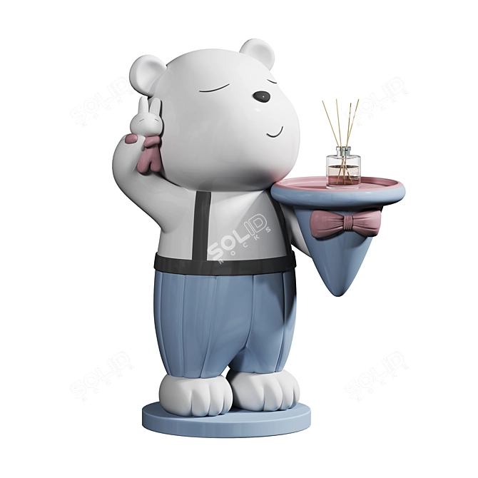 Ceramic Bear Ornaments Set Tray 3D model image 3