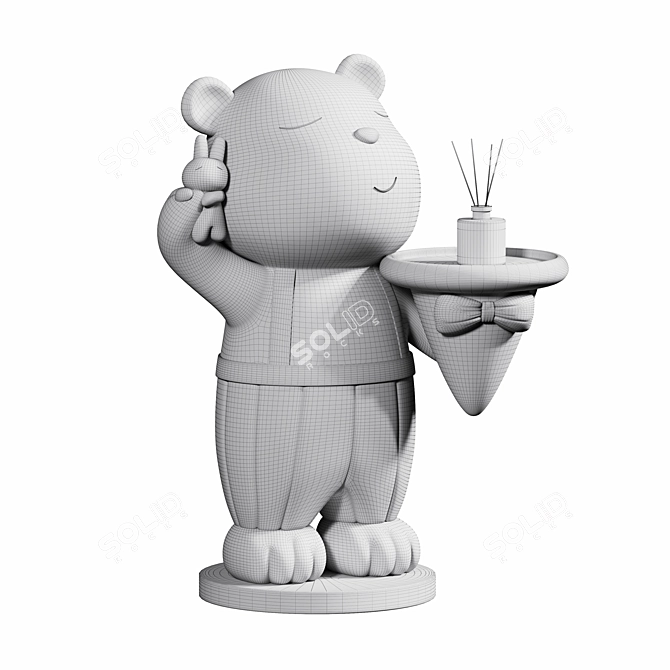 Ceramic Bear Ornaments Set Tray 3D model image 4