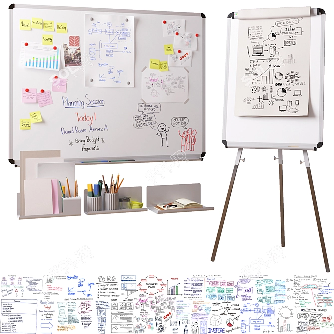 Magnetic Marker Board Kit, Office Essentials 3D model image 1