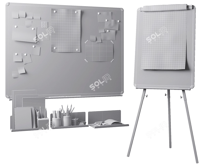 Magnetic Marker Board Kit, Office Essentials 3D model image 7