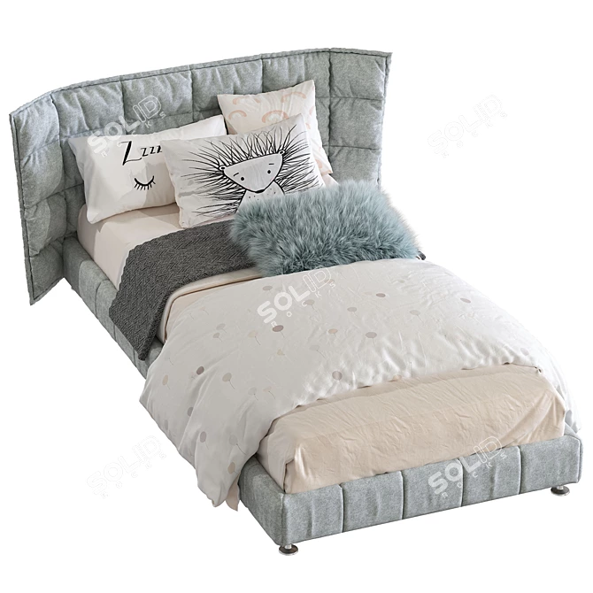 Elegant Upholstered Bed 256 3D model image 3