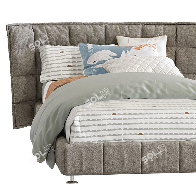 Elegant Upholstered Bed 256 3D model image 4