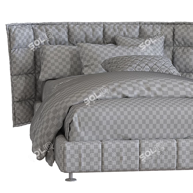 Elegant Upholstered Bed 256 3D model image 5