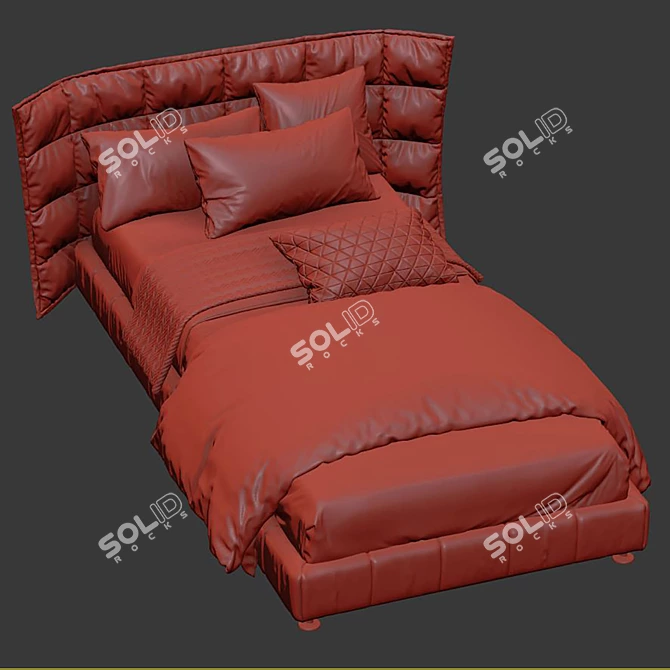 Elegant Upholstered Bed 256 3D model image 7