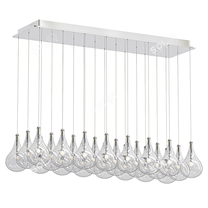 Elegant Larmes Linear Suspension Light 3D model image 1