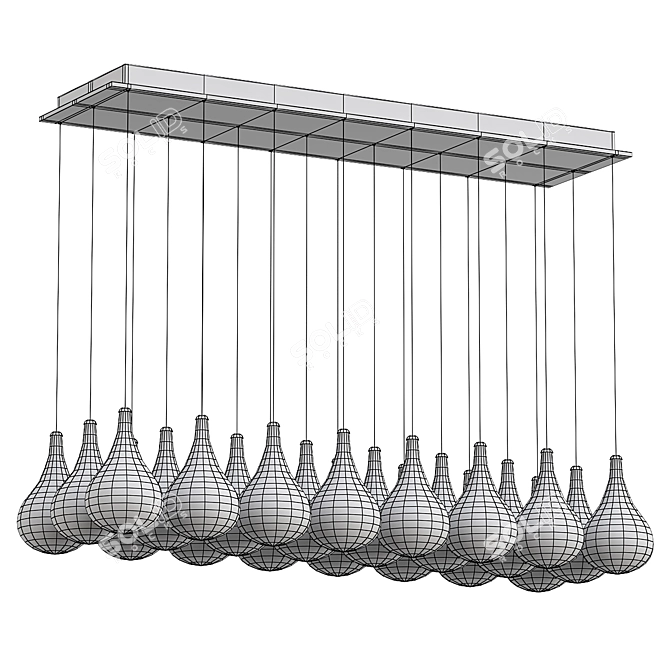 Elegant Larmes Linear Suspension Light 3D model image 2