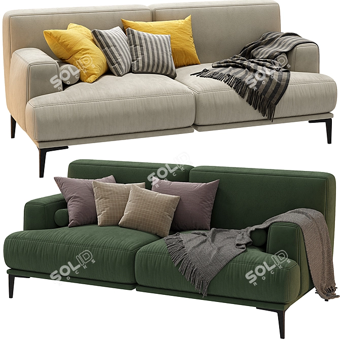 Modern Design 2-Seater Sofa 3D model image 1