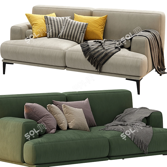 Modern Design 2-Seater Sofa 3D model image 3