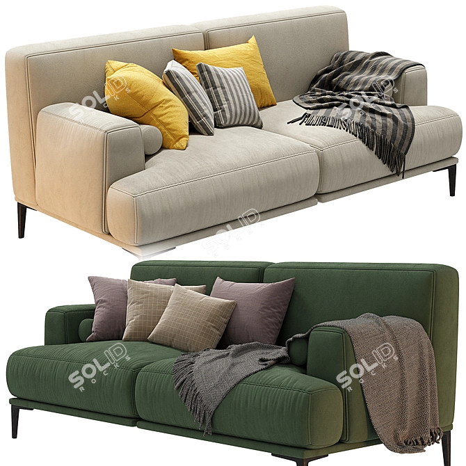 Modern Design 2-Seater Sofa 3D model image 4