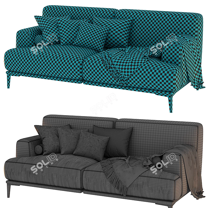 Modern Design 2-Seater Sofa 3D model image 5