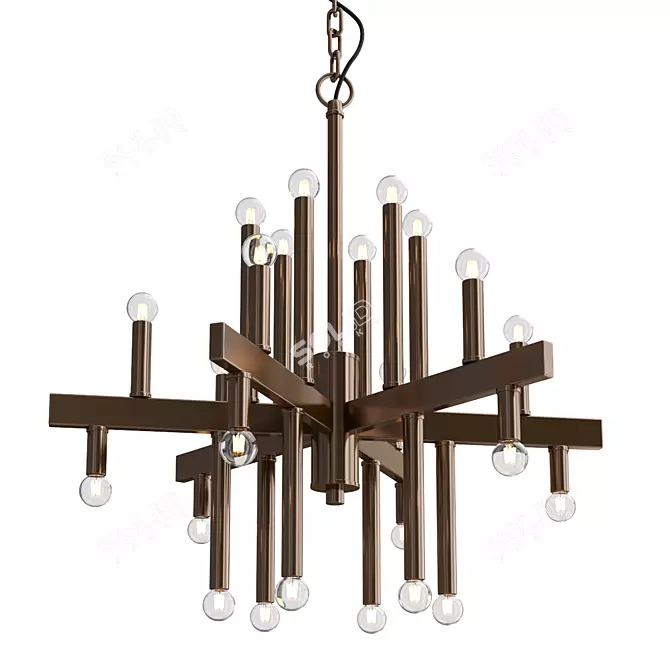 Elegant 24-Light Bronze Chandelier 3D model image 1
